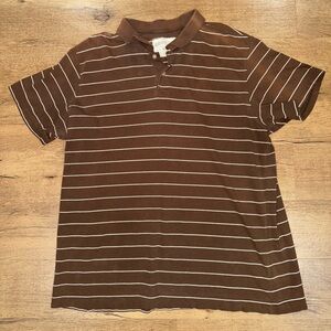 Aeropostale Brown & White Striped Polo Size: XXL